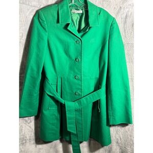 Pendleton Green‎ Belted Trench Coat Blazer Style Women's Size S 100% cotton